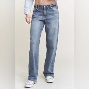 ENJEAN Mid Rise Loose Baggy Jeans